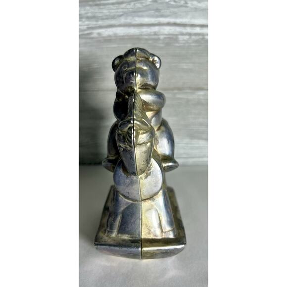 Lenox Kirk Stieff Col. Teddy Bears on Rocking Horse Silverplate Coin Piggy Bank - Picture 2 of 7